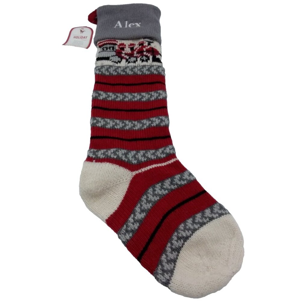 Pottery Barn Kids Alex Natural Fair Isle Train Wool Christmas Xmas Stocking